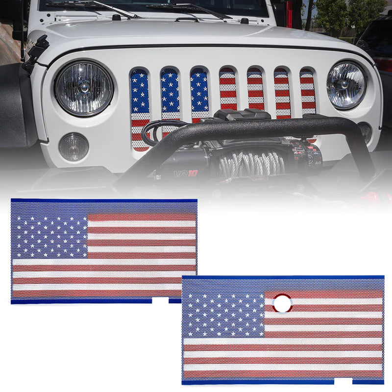 Jeep Grill Inserts with American Flag for 2007-2018 Jeep Wrangler JK