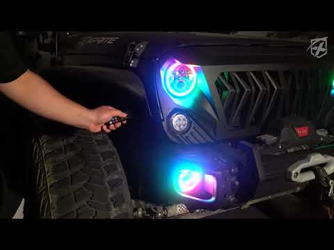 08-18 Jeep Wrangler RGB Halo Headlights with Fog Lights